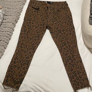 Kut from the Kloth Jeans Women's 8 Donna Ankle Skinny Brown Cheetah Denim Pants